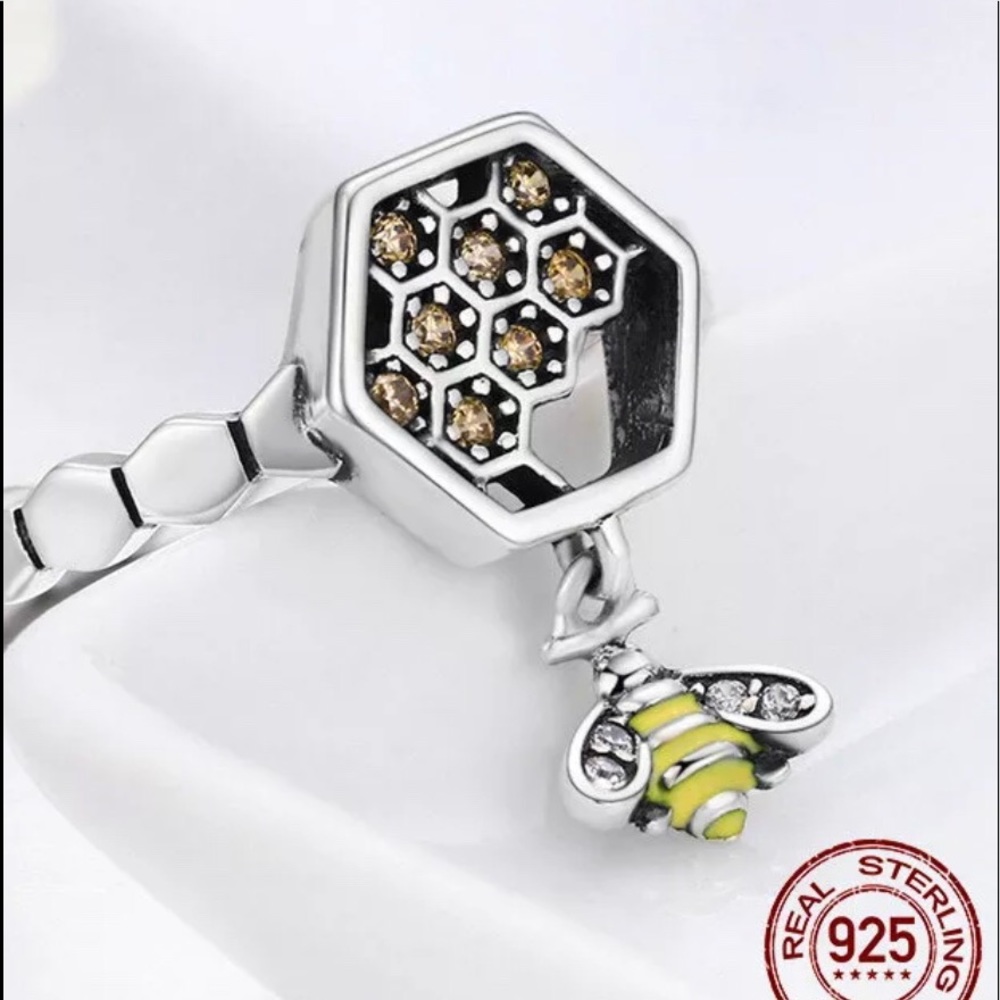 <LAST>Enamel Bee Honeycomb Ring - Picture 2 of 7